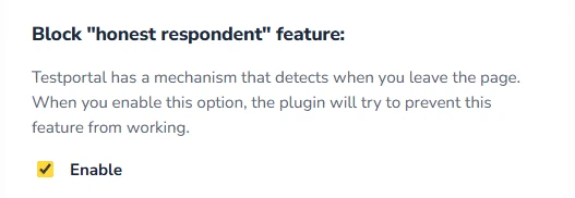 Honest respondent blocking setting in English